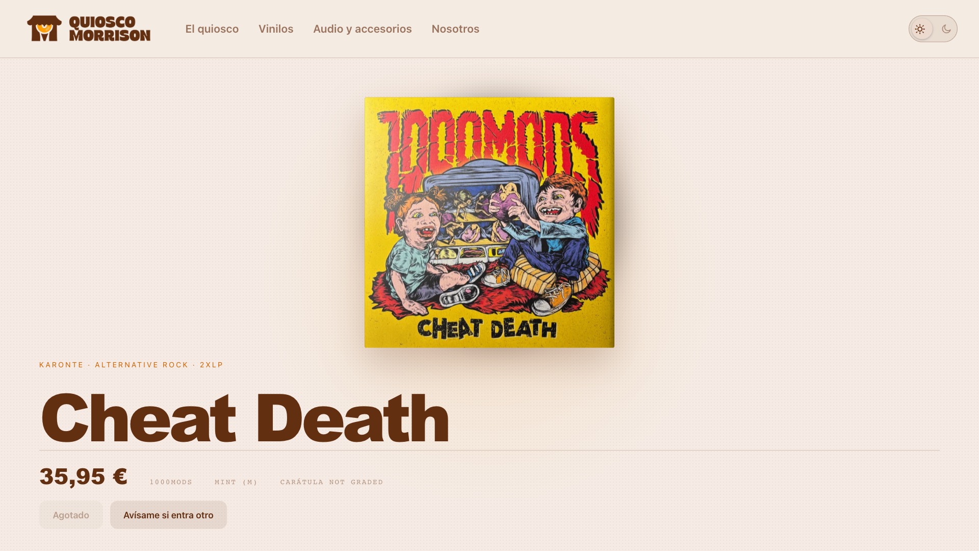 Ficha de un disco en la web de Quiosco Morrison